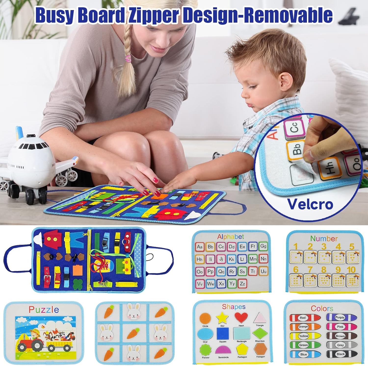 kigod Busy Board for Toddlers,Sensory Activity Board for Preschool Learning Toys Autism Educational Travel Toys, Montessori Educational Toys for Boy and Girl Gift