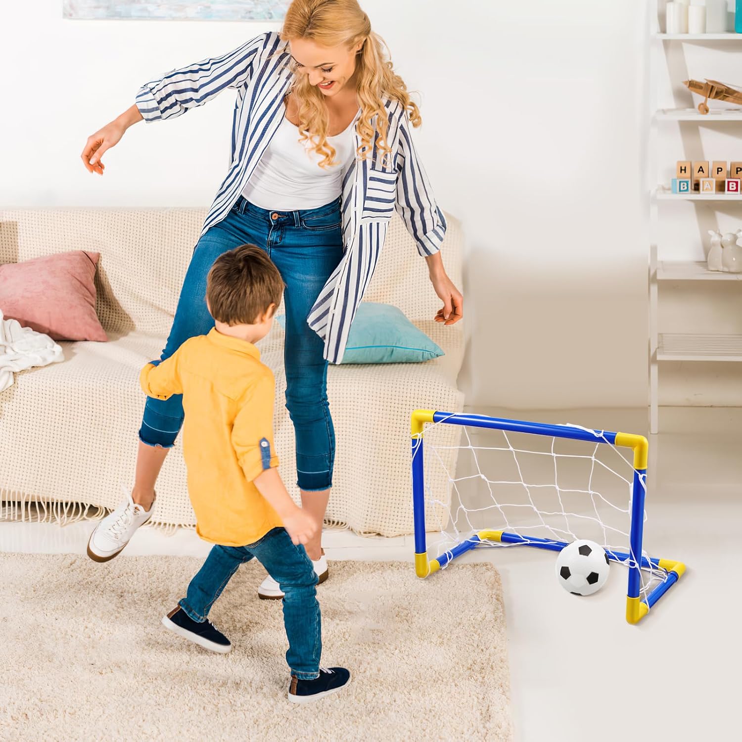 Fidtoy Junior Football Goal Set with Ball Pump for Kids