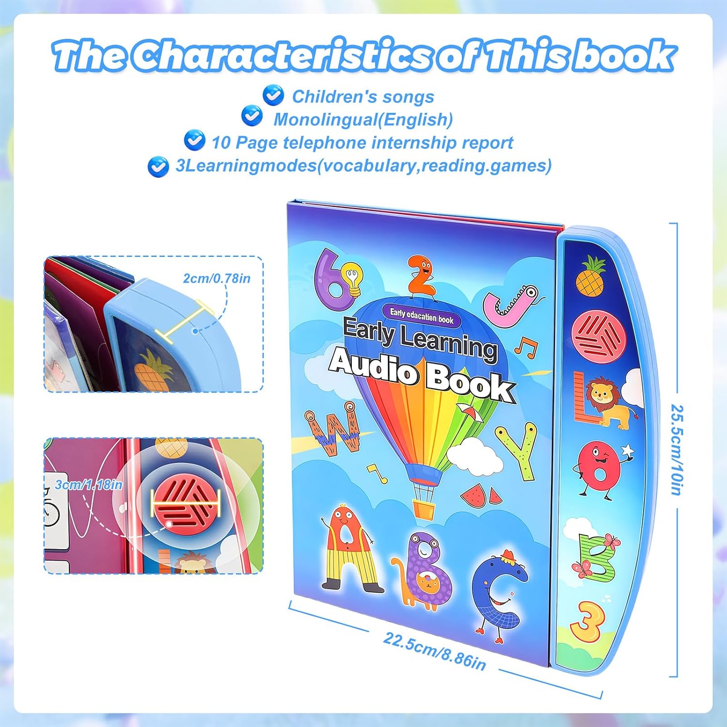 Fidtoy Learning Auditory English Audio Book for Kids Talking Alphabet Number Interactive Learning Toy Ages 2-6