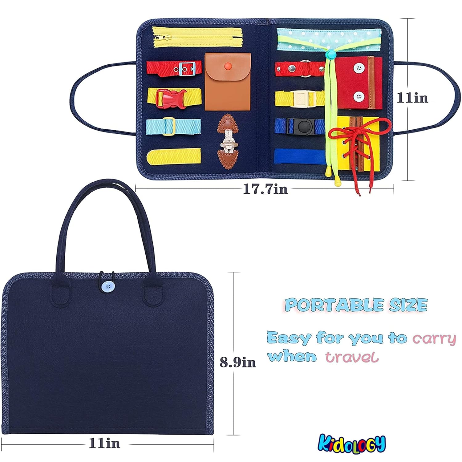 Fidtoy Portable Felt Busy Board for Toddlers Fine Motor Skills Travel Toy