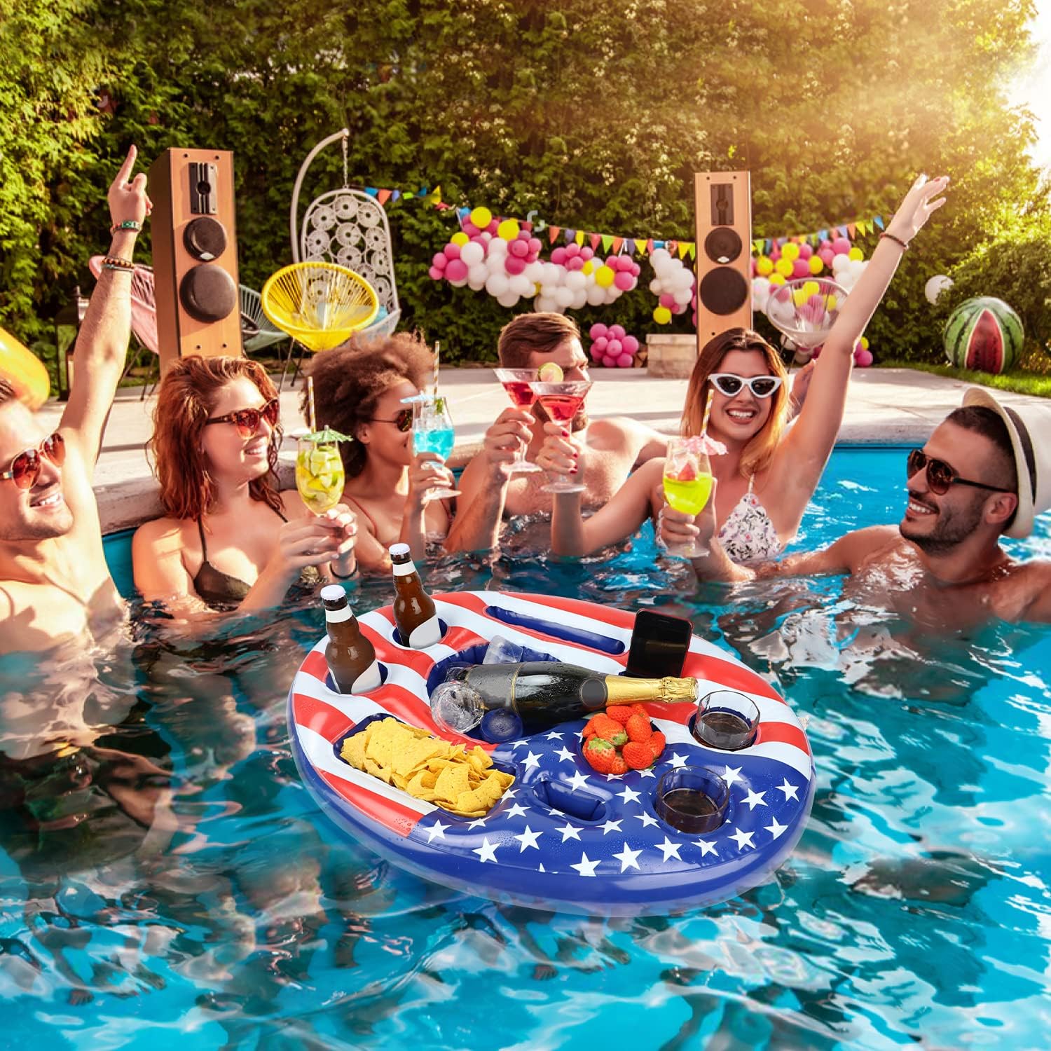 Fidtoy Floating Drink Holder for Pool Parties with 10 Holders