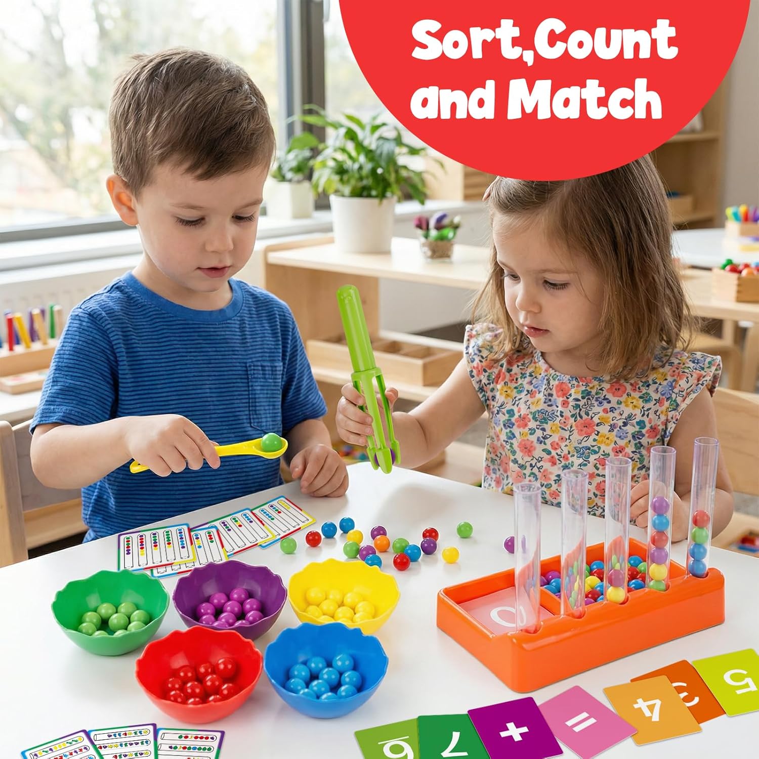 Kit de clasificación de colores con pinzas Fidtoy para aprendizaje preescolar