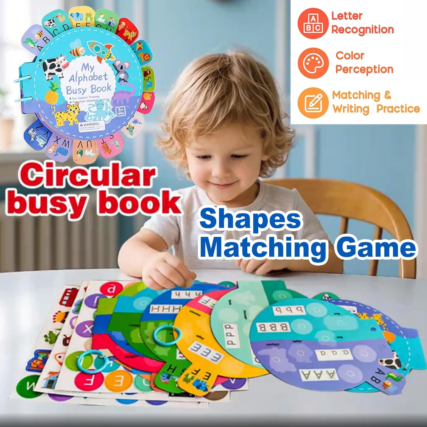 Be2BeKidz Alphabet Learning Busy Book for Toddlers 1–3 | Montessori ABC Activity Book for Kids | Babybus Style Educational Toy for Preschool Learning & Fine Motor Skills Development