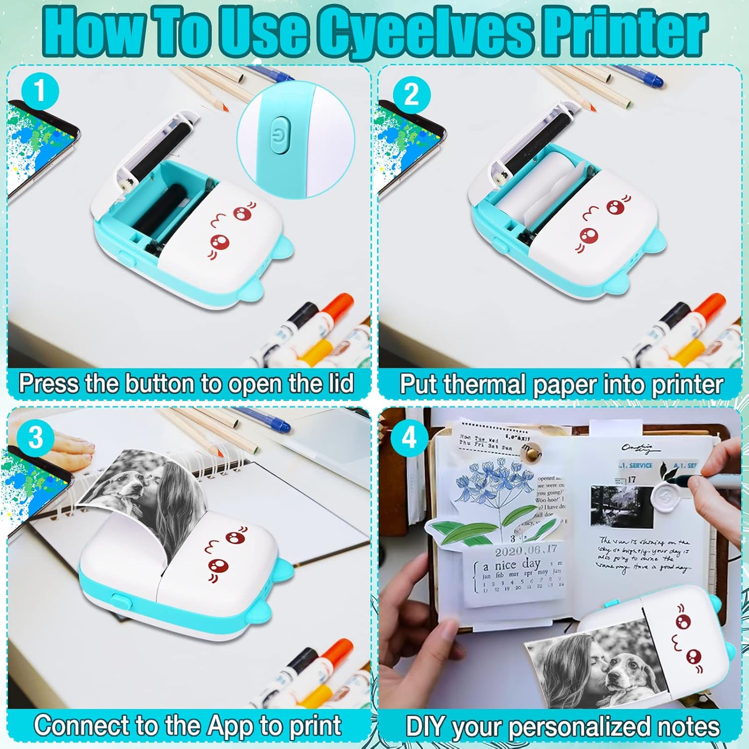 Fidtoy Mini Portable Photo & Sticker Printer with Bluetooth