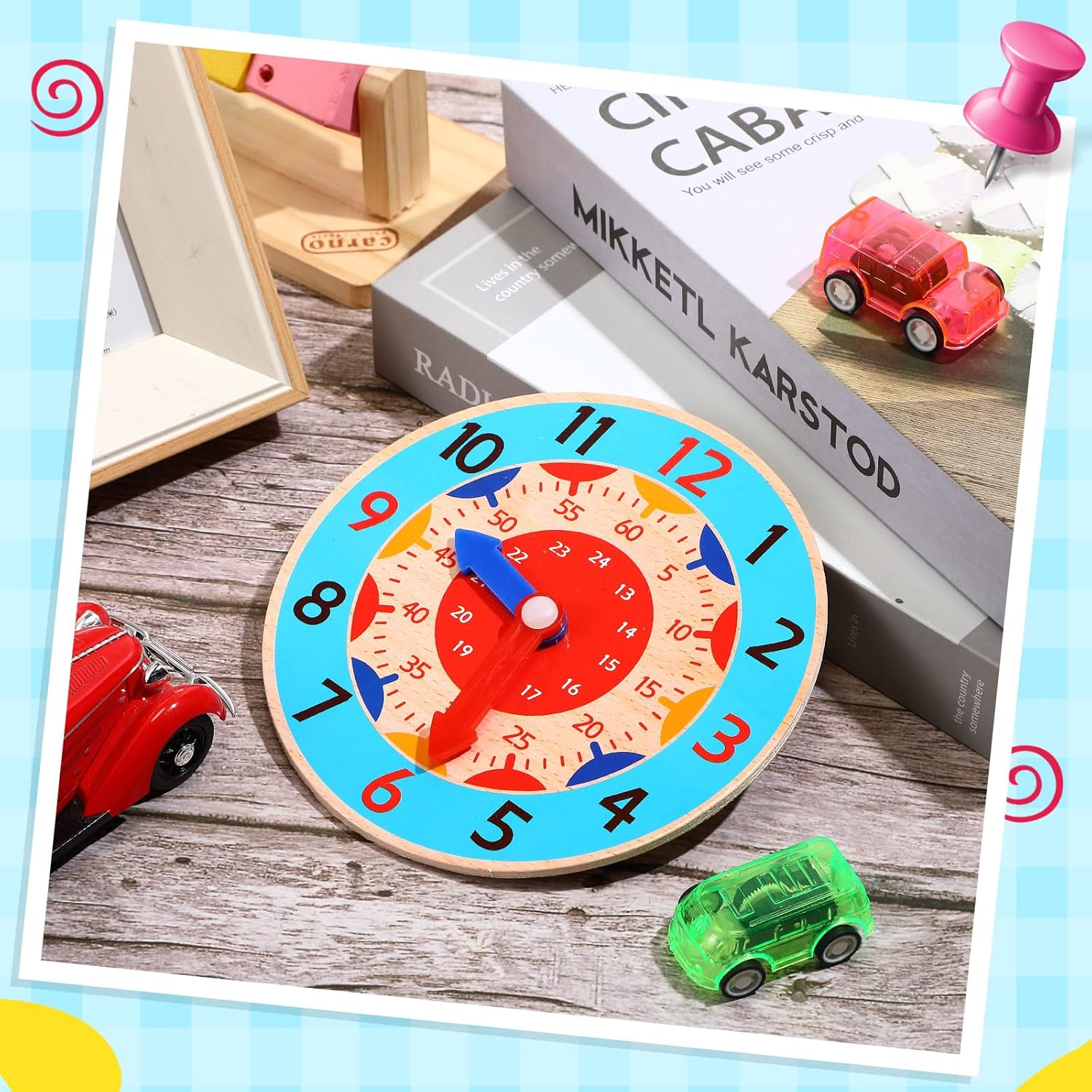 Fidtoy Horloge d'apprentissage Montessori en bois – Jouet éducatif pour les tout-petits pour l'heure et l'autonomie