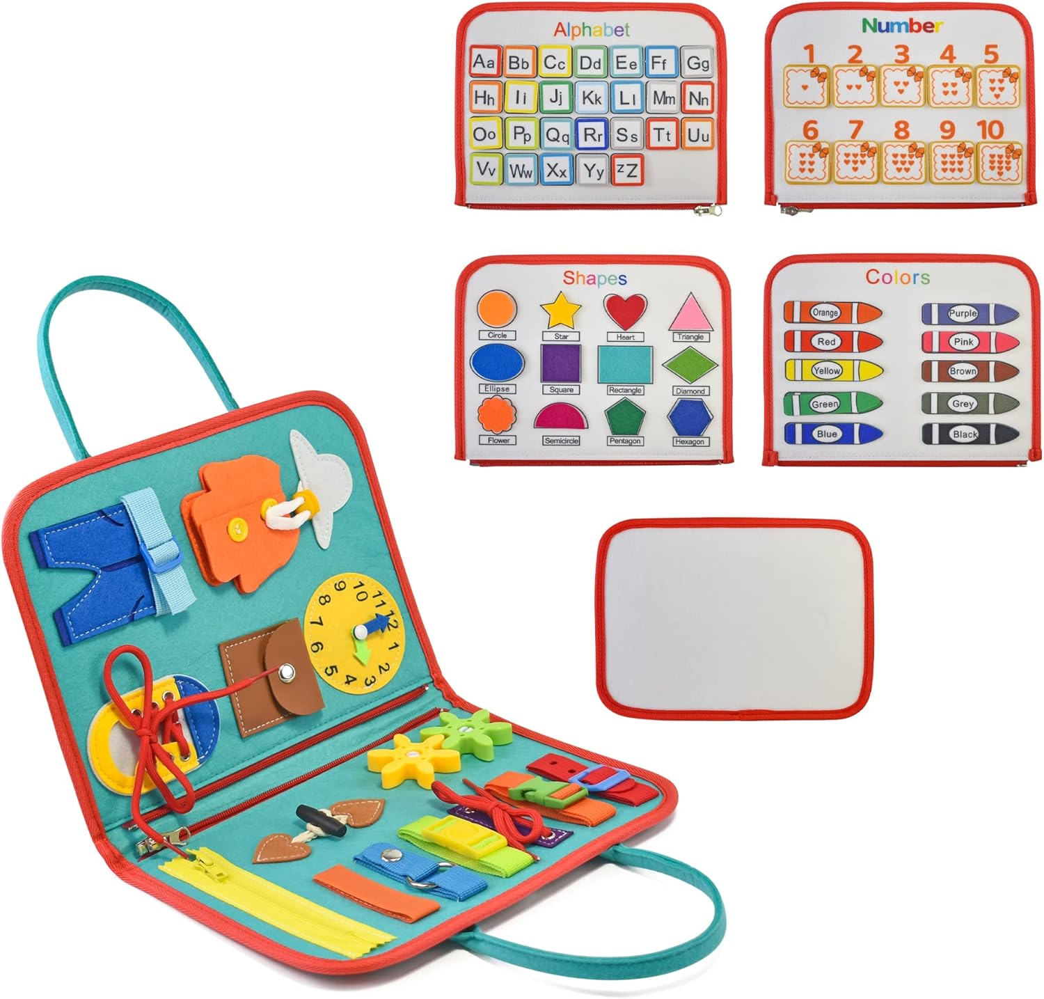 Busy Board Montessori Toy for 1-4 Year-Old Toddlers Sensory Activity- Airplane Travel Essentials Kids Ages 1-3 Road Trip Games Quiet Book Birthday Gifts Learning Toy 18 Months Baby Educational