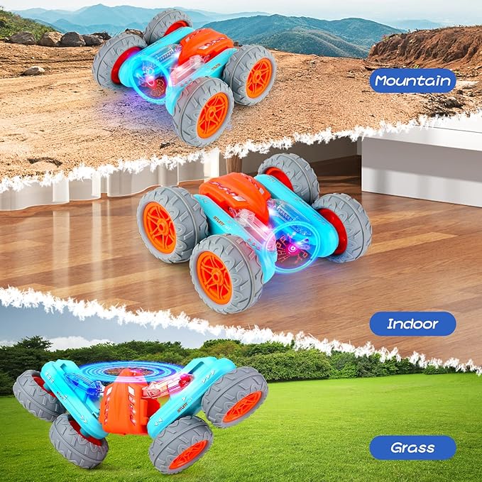 Remote Control Stunt Car with 360° Flips & Lights – Double-Sided 4WD | Bacha Toys