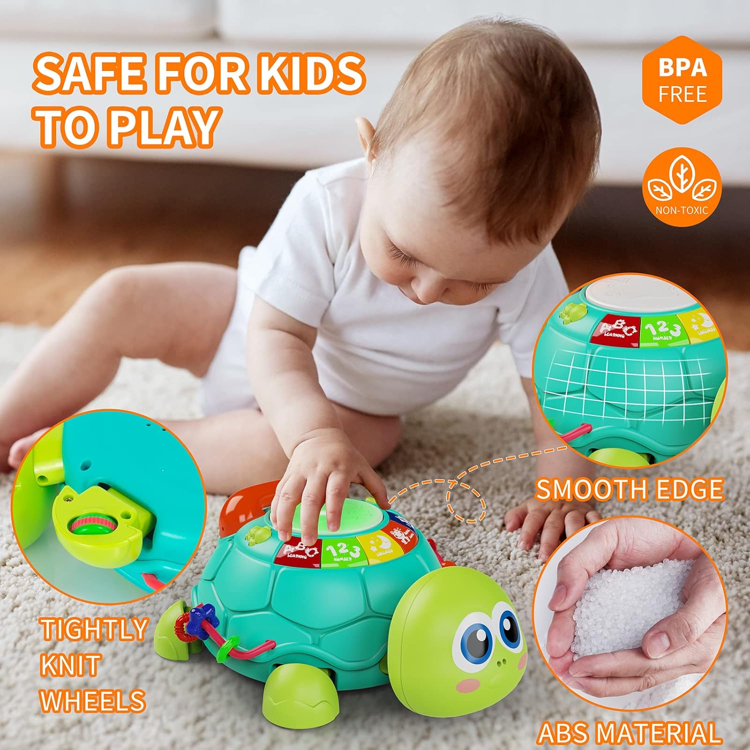 Fidtoy Crawling Musical Turtle Toy for Babies – Interactive Light & Sound Learning Toy for Tummy Time and Early Development