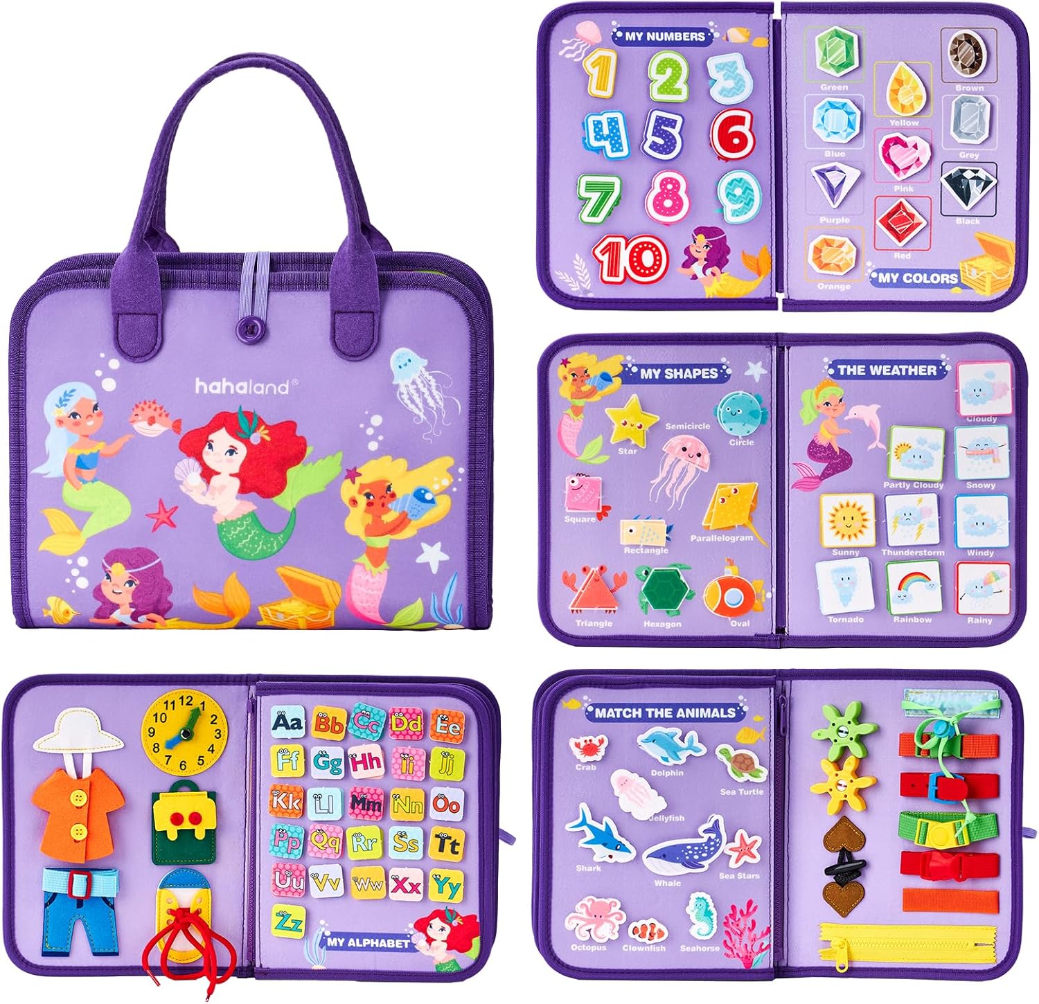 Fidtoy Montessori Busy Board for Toddlers – 8-in-1 Preschool Activity Board, Travel Learning Toy, Fine Motor Skills Busy Book