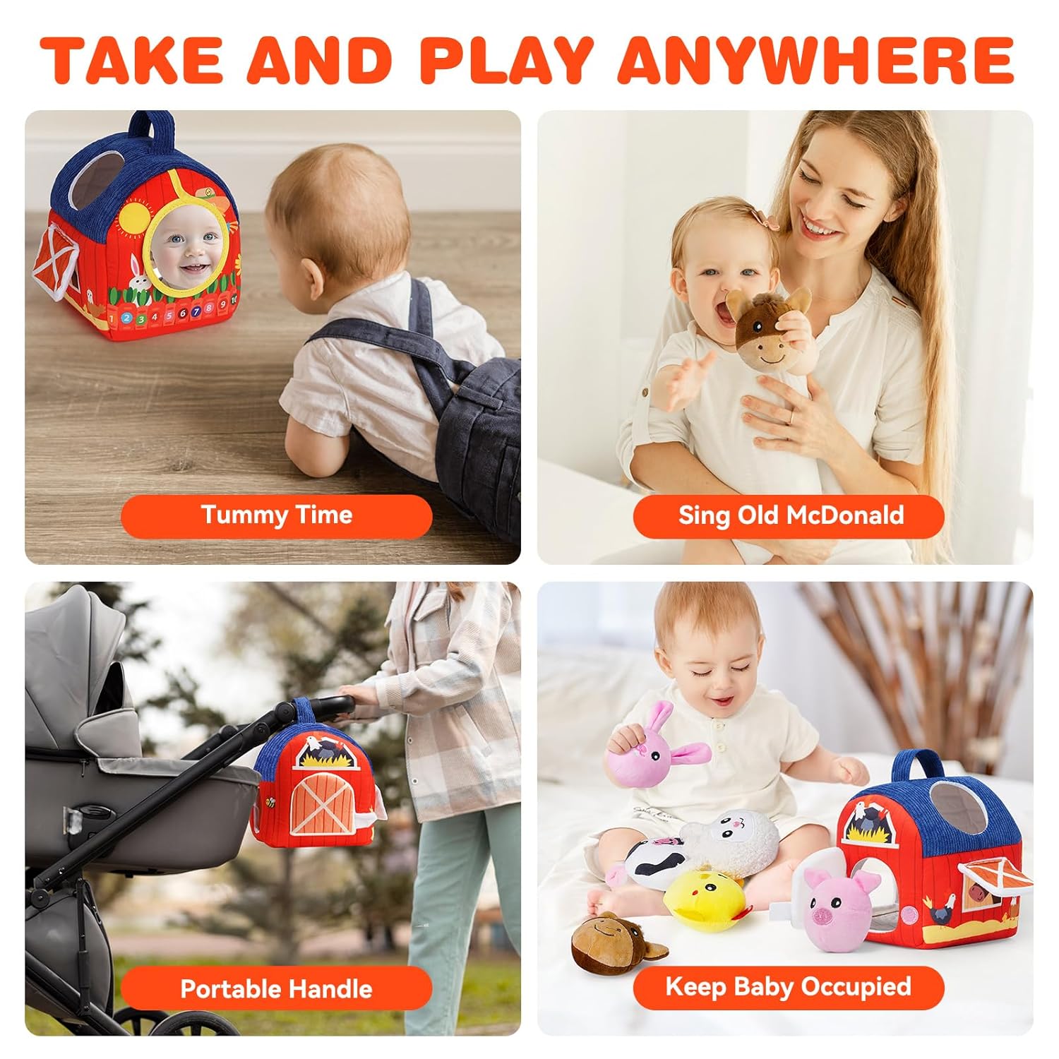 Fidtoy Plush Farm Set Baby Sensory Toy for 6-36 Months
