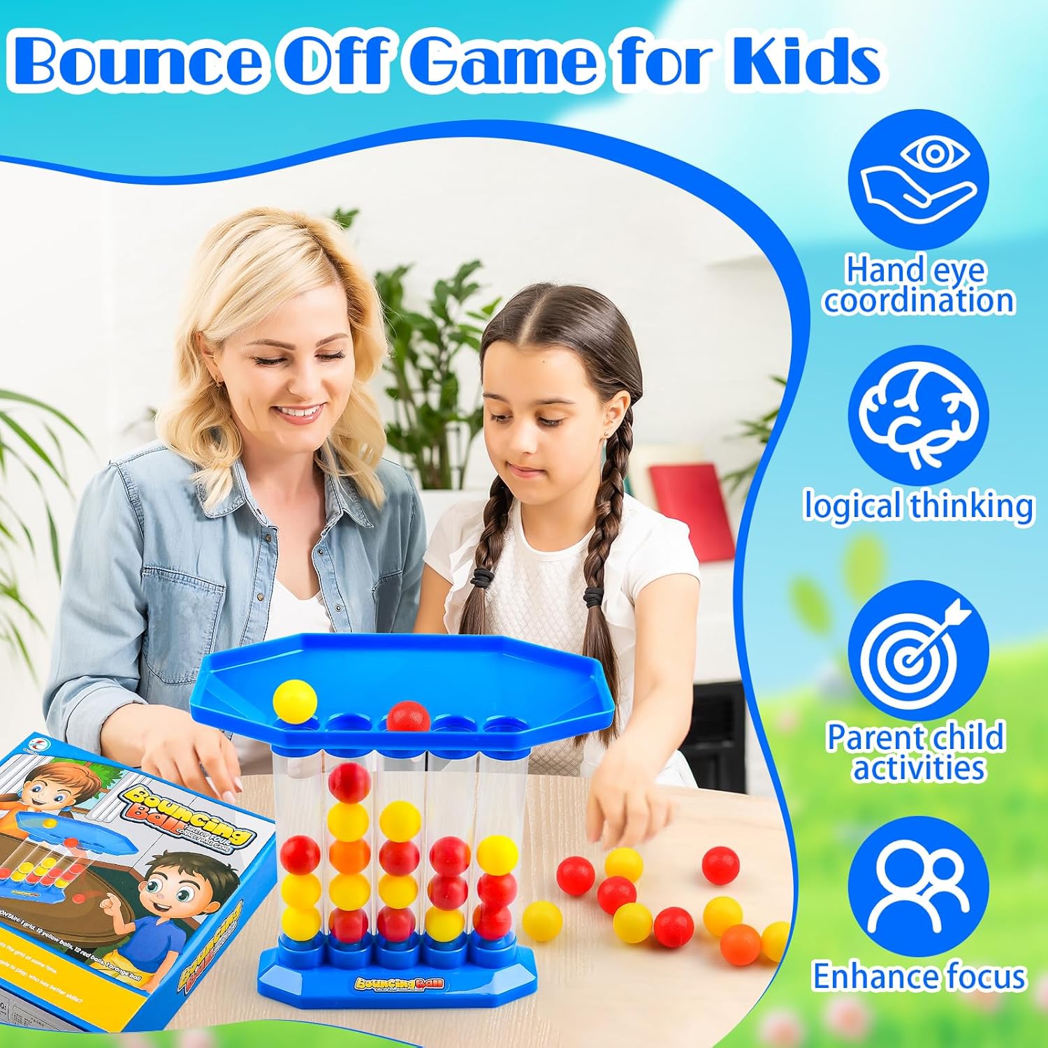 Jeu de Table Fidtoy Bounce Ball pour Enfants et Famille