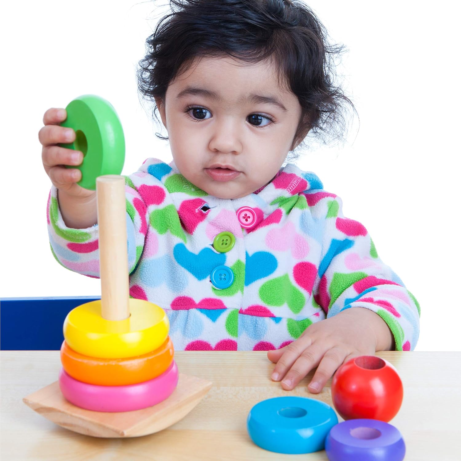 Fidtoy Rainbow Stacking Tower Wooden Counting Toy for Toddlers