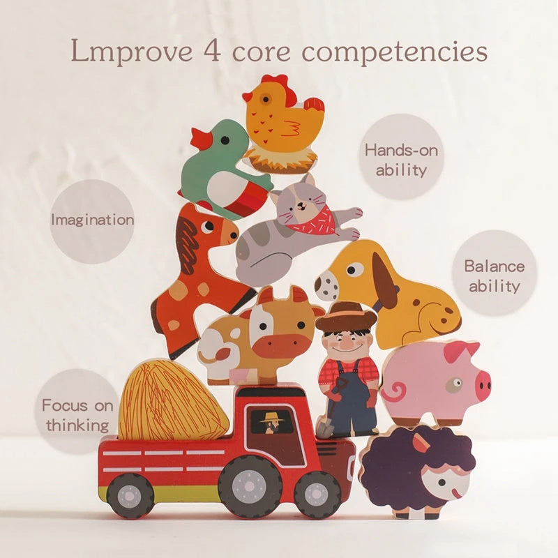 Educational Farm Toys - Wooden Barn Toy Suit for Children