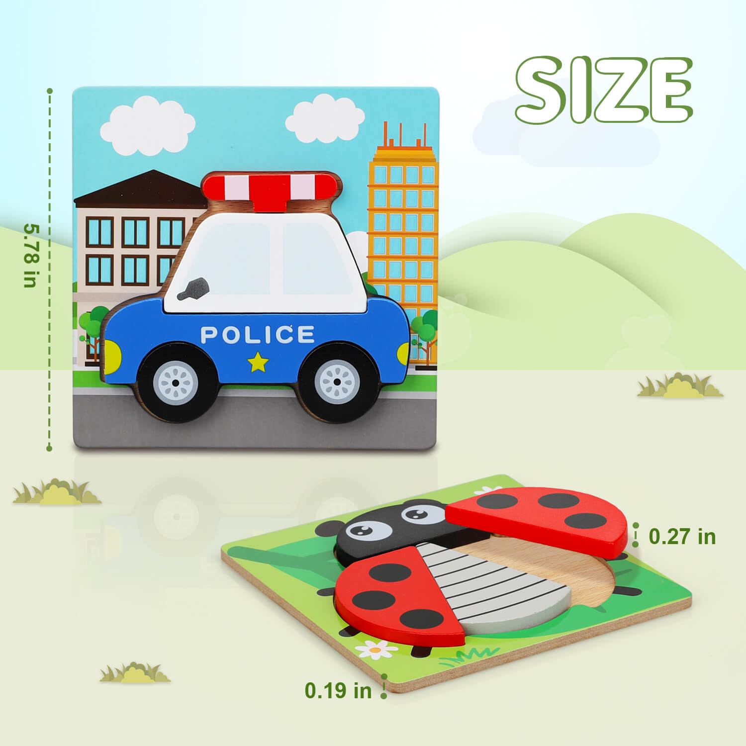 8 Pack Wooden Puzzles for Toddlers