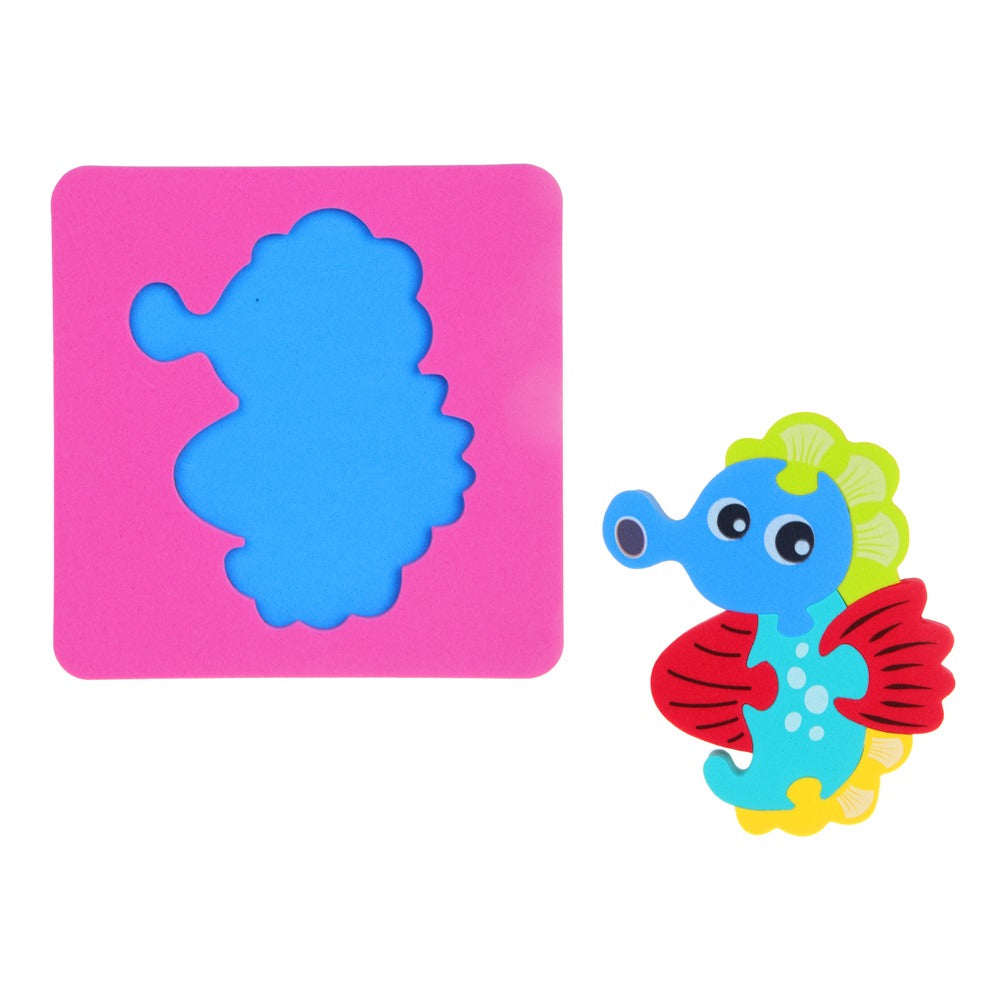 Fidtoy Soft Foam Animal Bath Puzzle Set for Toddlers – 4 Types EVA Water Play Shape Matching Learning Toy