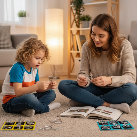 Metal Puzzle Rings – IQ Brain Teasers & Mind Game Set for Adults & Kids