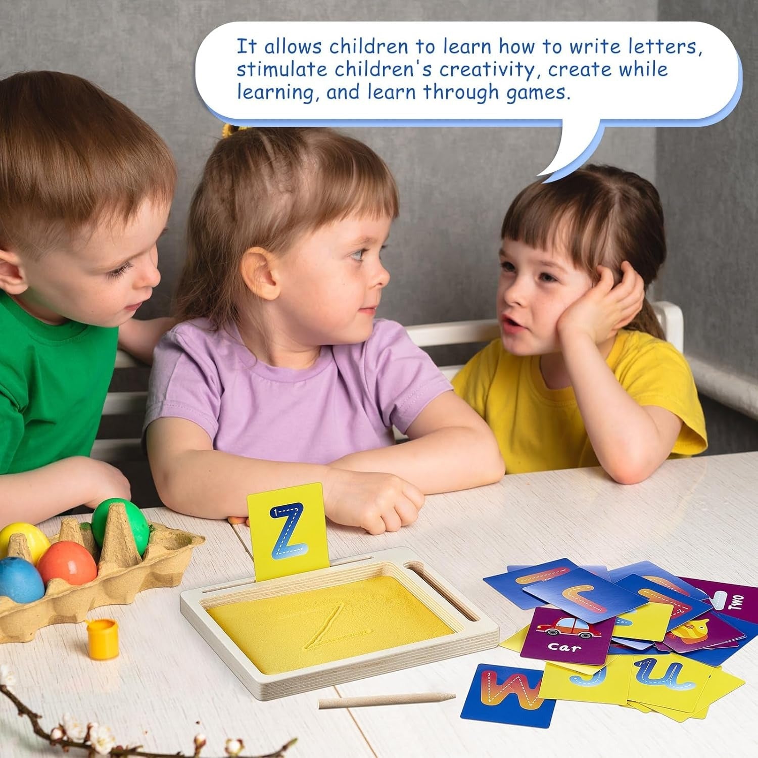 Montessori Wooden Sand Tray Tracing Preschool Kit - 557