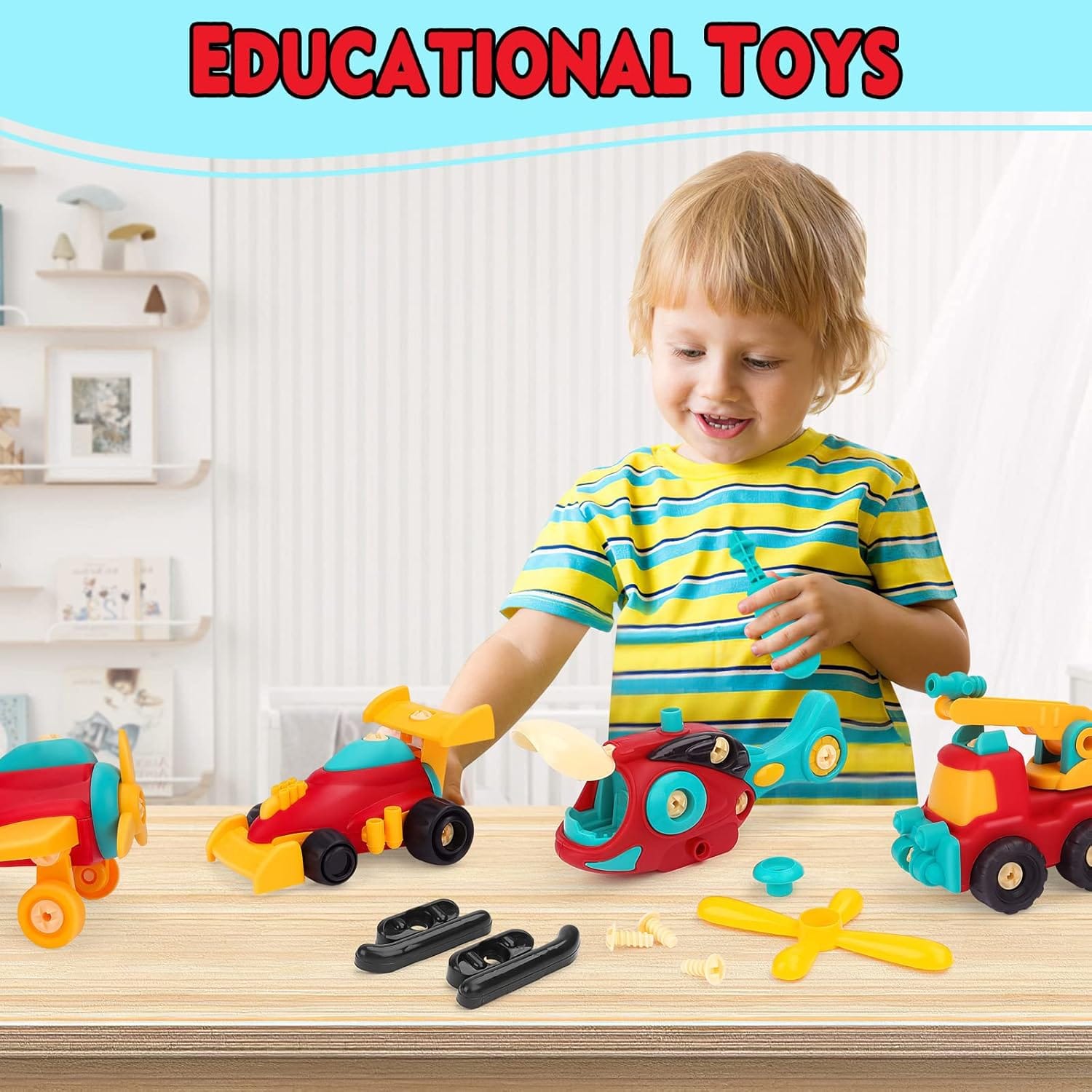 Set of 2 DIY Assemble Vehicle Playset Random Vehicle - 82G