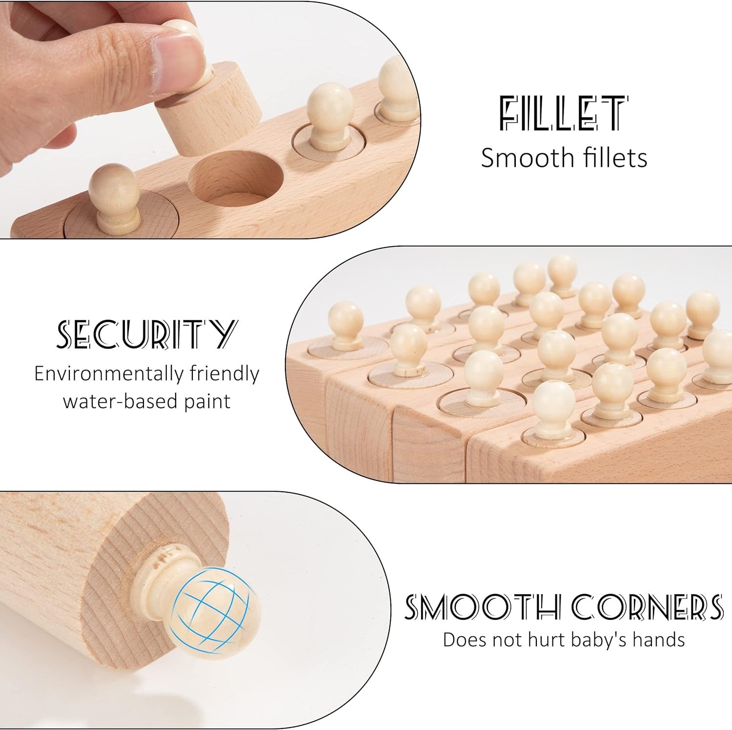 4in1 Montessori Wooden Knobbed Cylinder Socket - 085