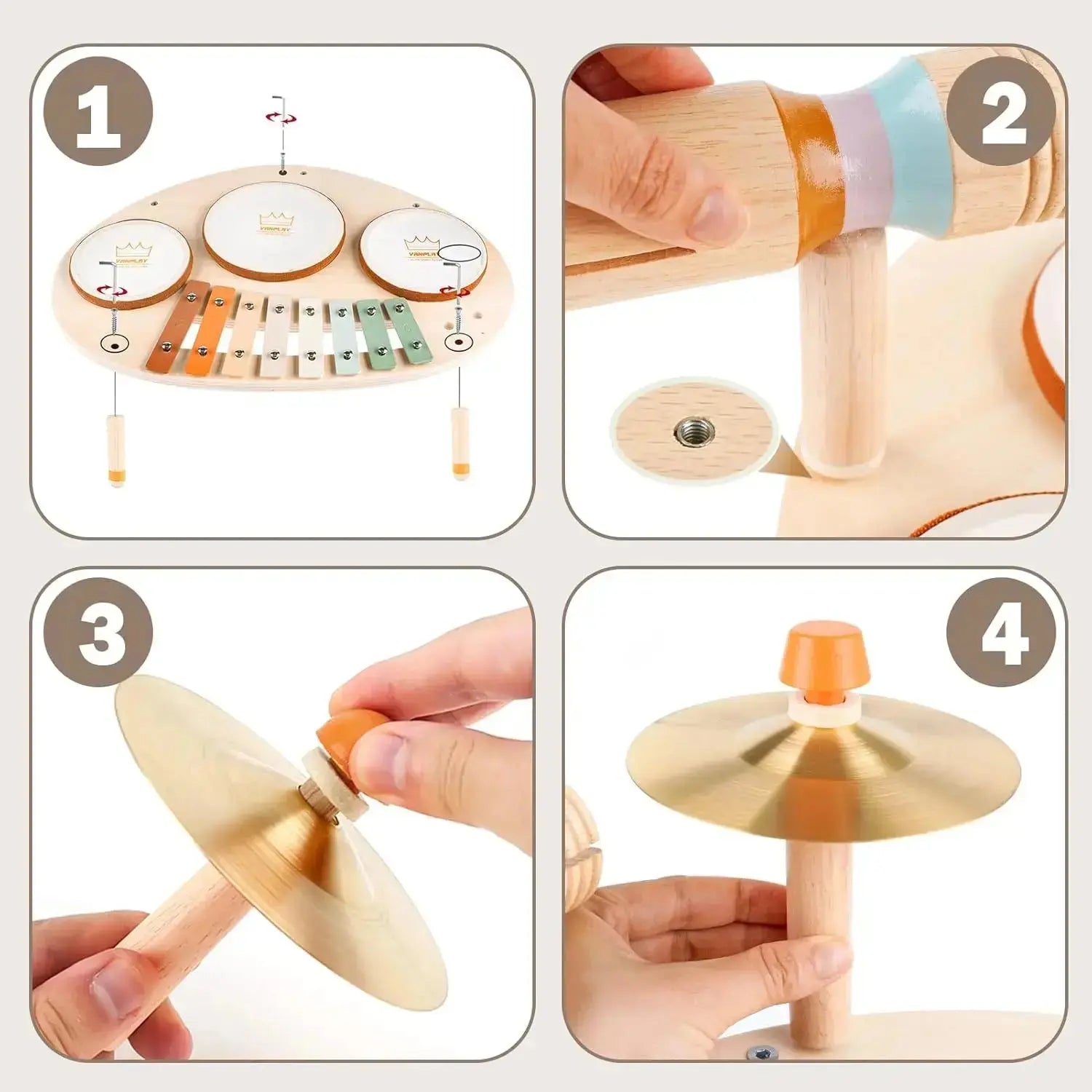 Fidtoy 9-in-1 Toddler Drum Set Musical Instruments Toy for Kids Learning Rhythm and Early Development