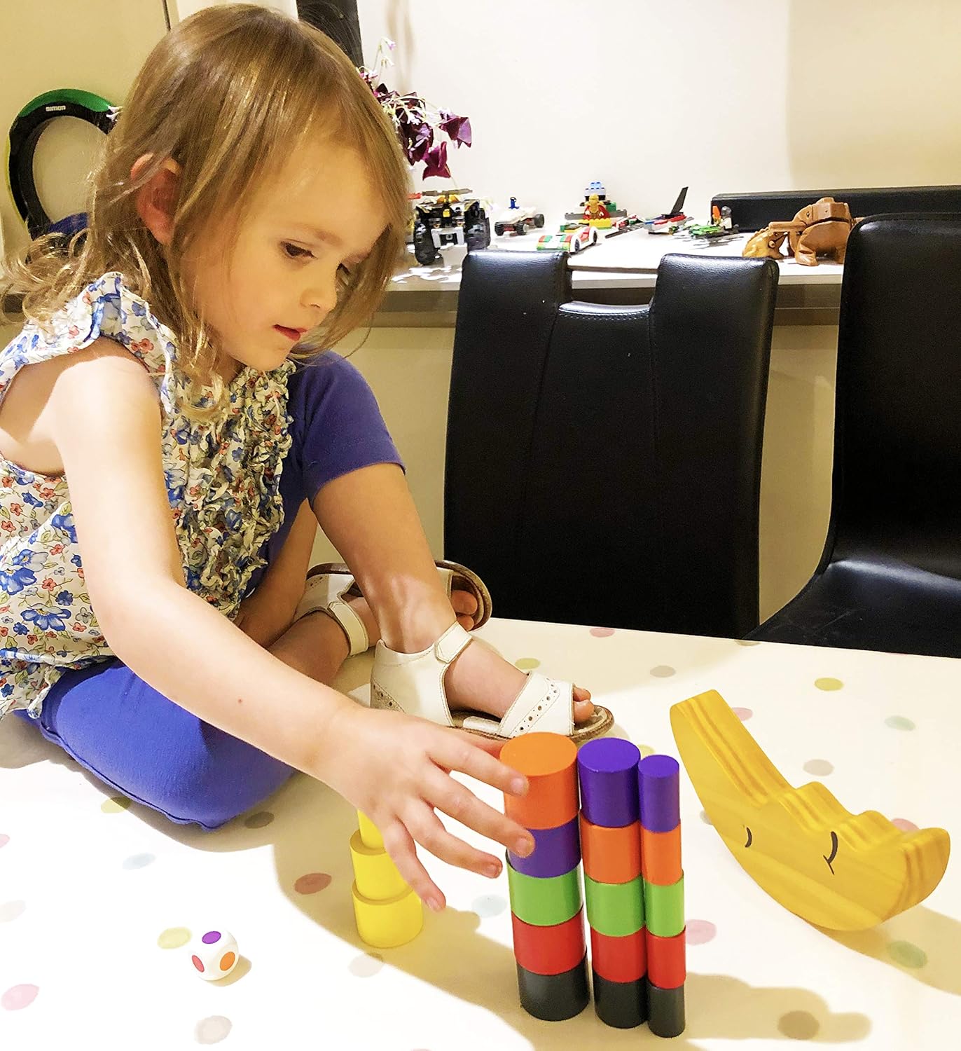 Fidtoy Wooden Moon Balance Stacking Game for Kids Montessori Educational Balance Toy Age 3+