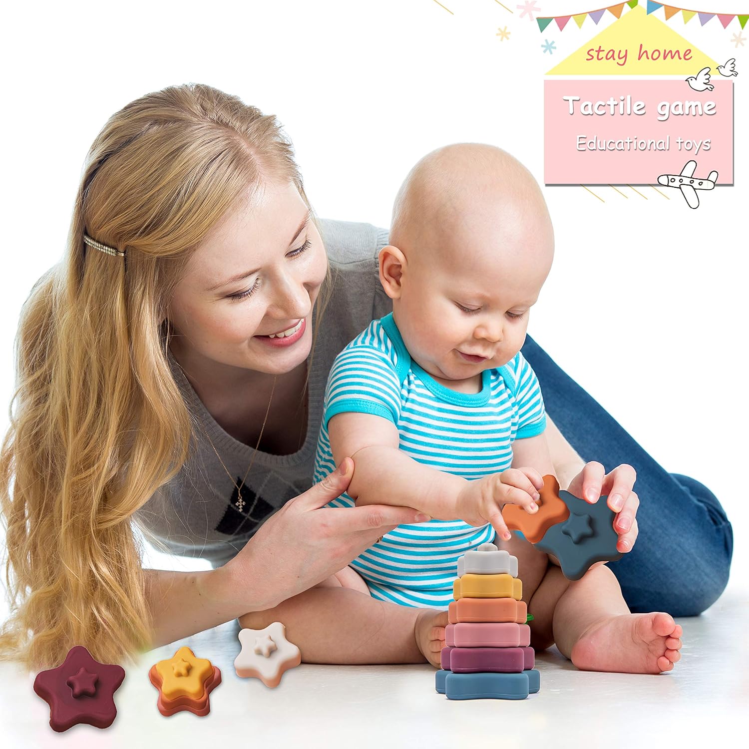 Fidtoy Silicone Star Stacking Toy for Toddlers Montessori Sensory Learning Set