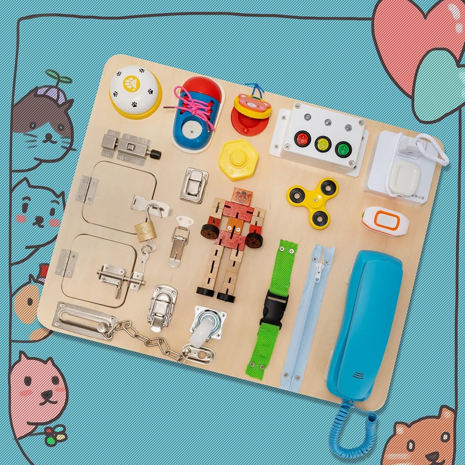 Tablero de actividades de madera Montessori 20 en 1 Fidtoy para niños pequeños