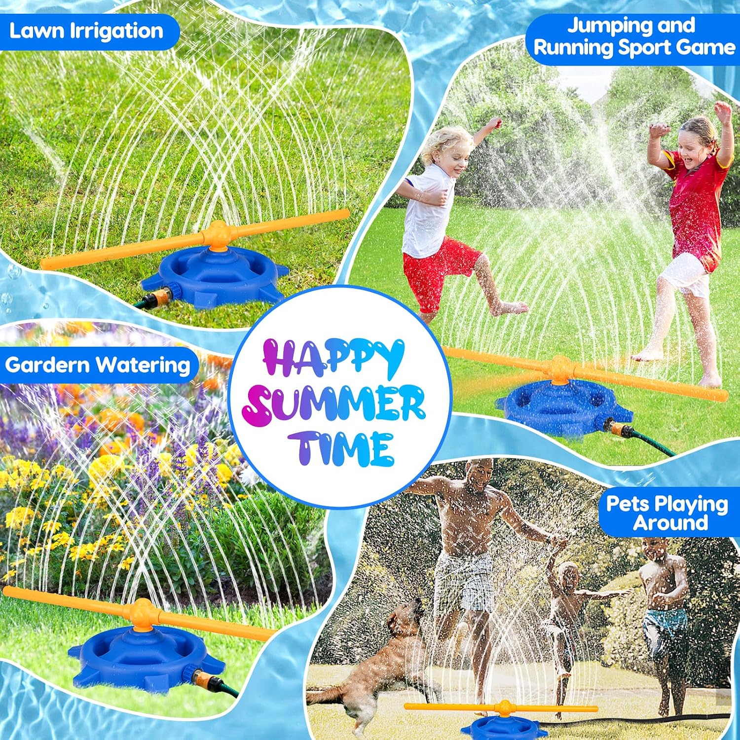 Fidtoy Water Spray Summer 360 Rotation Active Play Toy for Kids | Outdoor Rotating Water Sprinkler, 24 Nozzle Backyard Splash Toy, Garden Hose Water Play & Summer Party Toy Age 3+