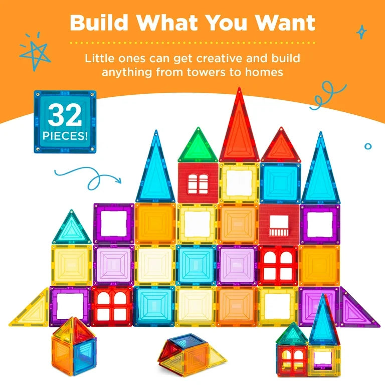 Fidtoy Magnetic Tiles Starter Set 32 Piece Building Toy