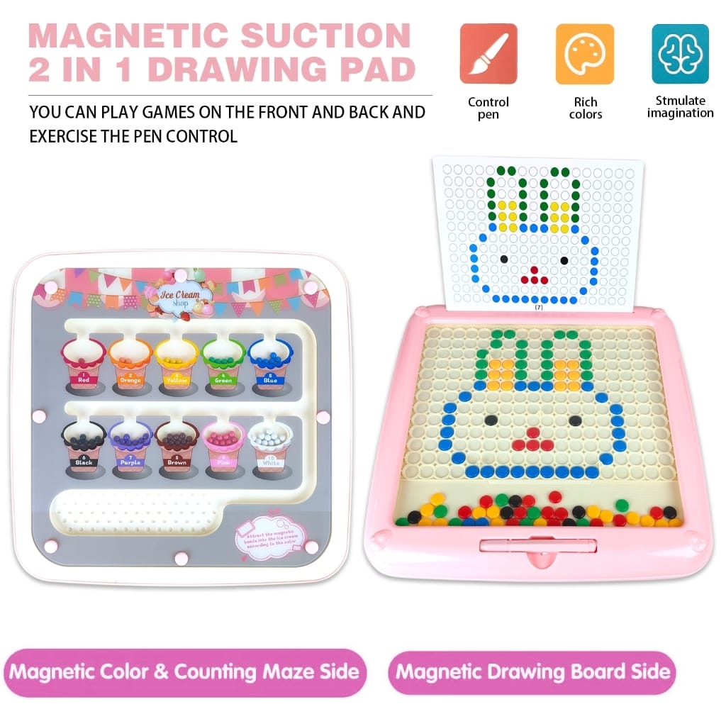 2in1 Magnetic Bead Maze Color Sorting and Drawing Board - 134