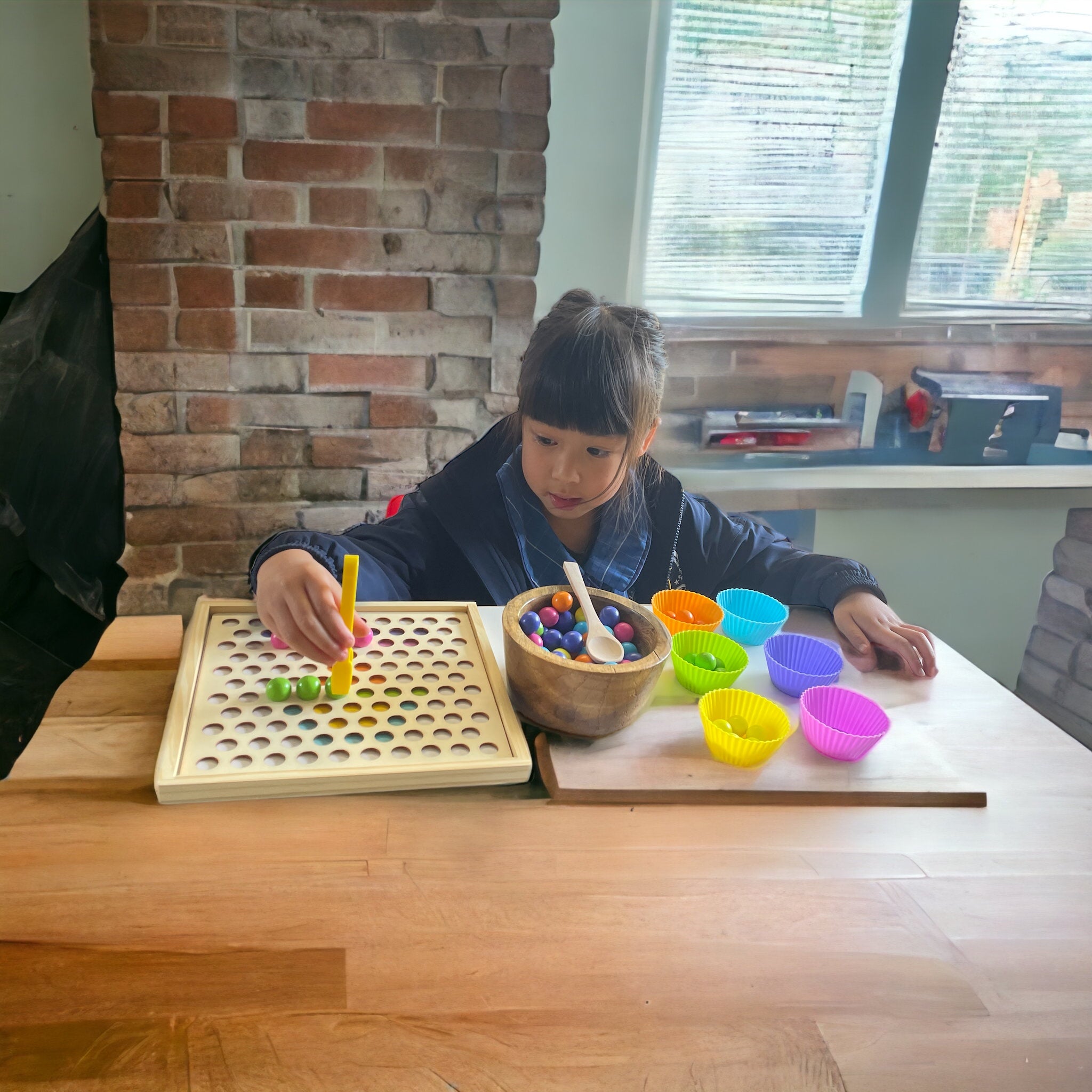 Montessori inspired 2 in 1 Bead Sorting Game and Memory Game