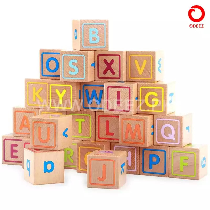 ABC Solid Wooden Building Blocks With Multiple Activities