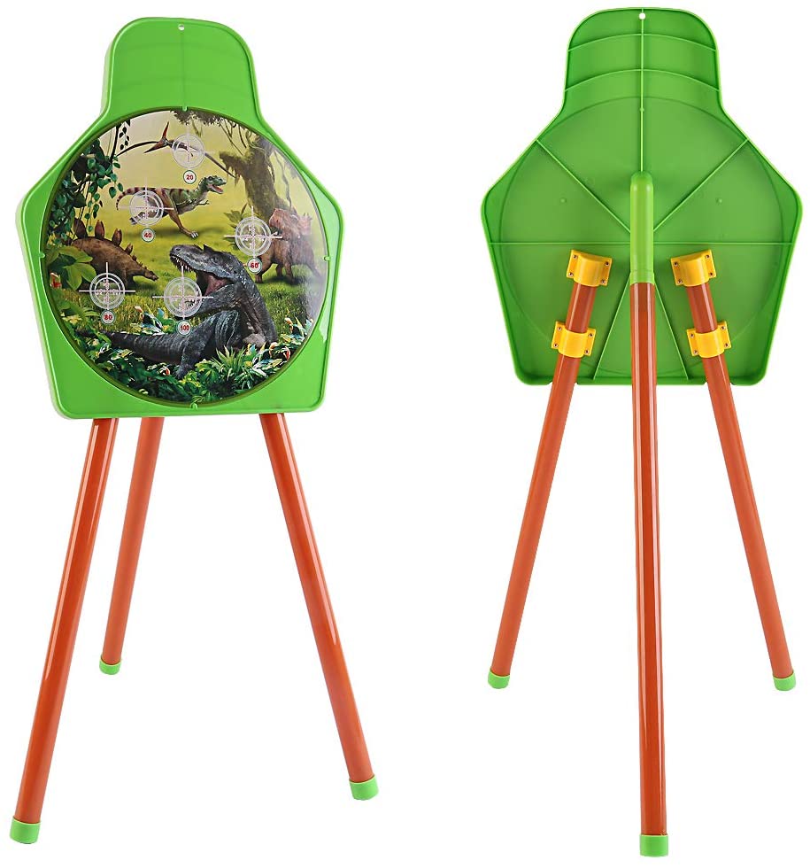 Dinosaur Themed Bow and Arrow Shooting Archery Set with Bow Suction Top Arrows Quiver Target Stand Outdoor Garden Game for Kids
