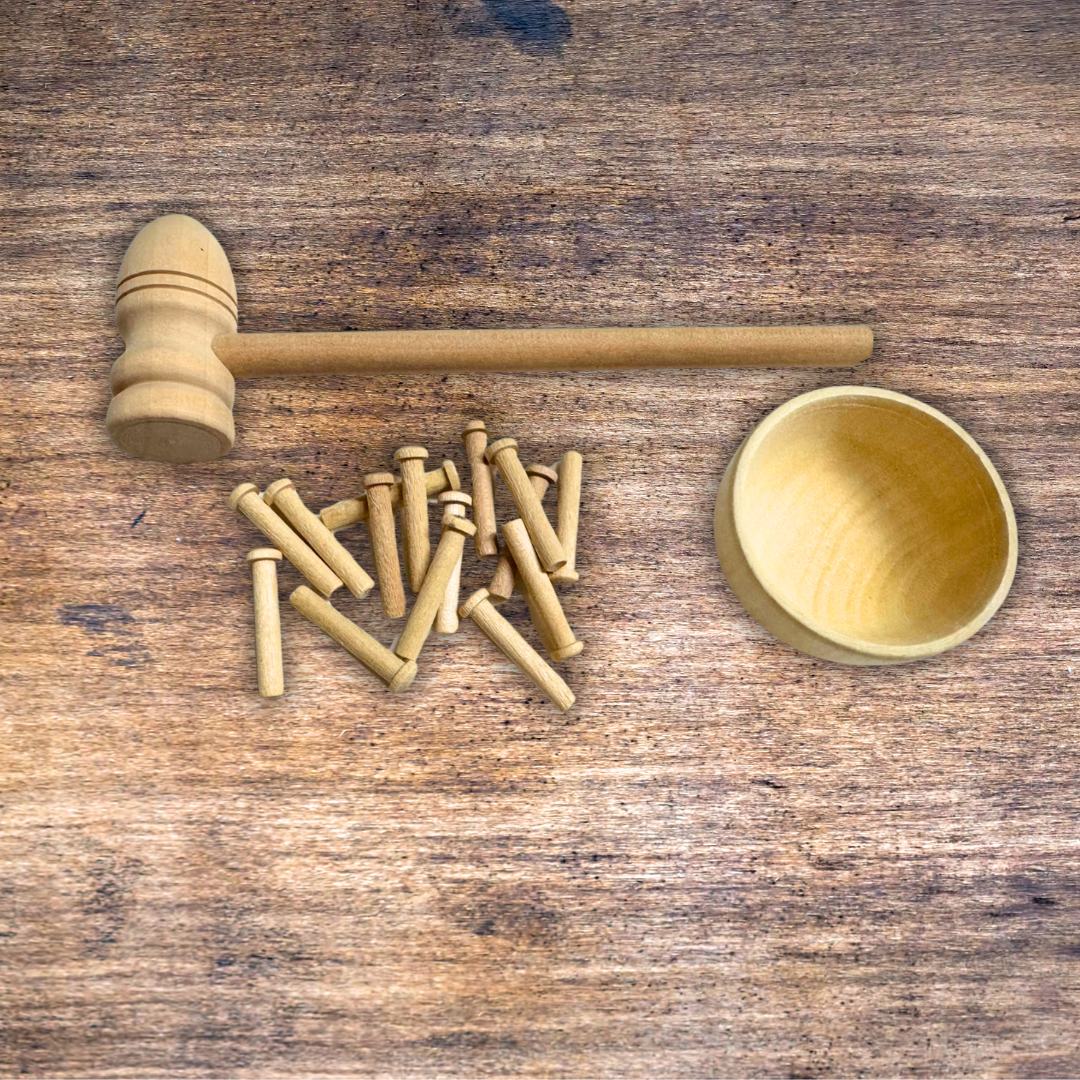 Set of 10 Wooden Nails Kids Safe Motor Skills Loose Parts