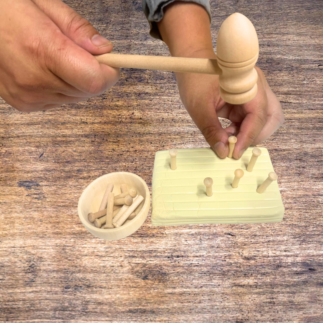 Set of 10 Wooden Nails Kids Safe Motor Skills Loose Parts