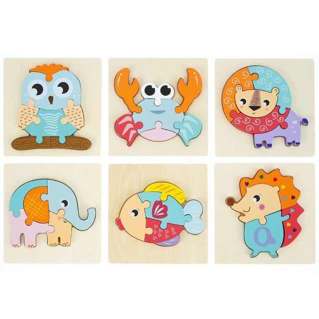 Level 2 Montessori Puzzles 6 Pack - Eco-Friendly Wooden Puzzles