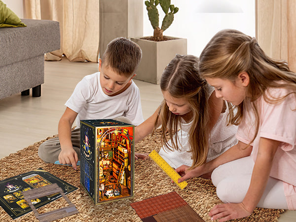 Wooden 3D DIY Book Nook Kit Micro Scene Magic Bookstore Book Stand with LED