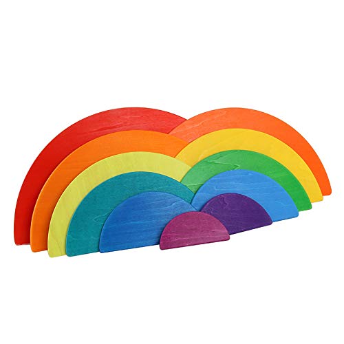 11 Piece Semicircle Rainbow Flat Blocks- Open ended wooden toys