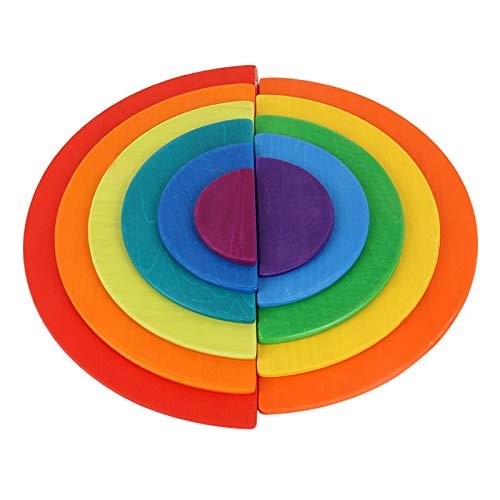 11 Piece Semicircle Rainbow Flat Blocks- Open ended wooden toys