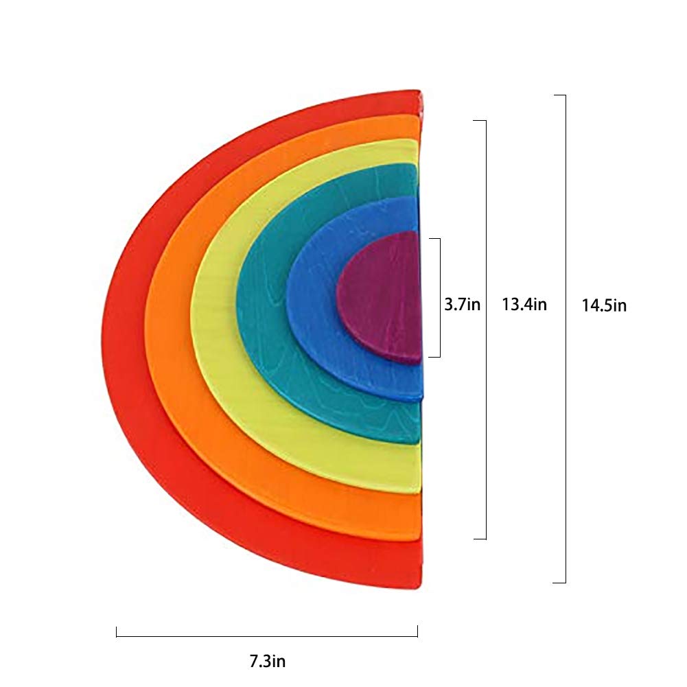 11 Piece Semicircle Rainbow Flat Blocks- Open ended wooden toys