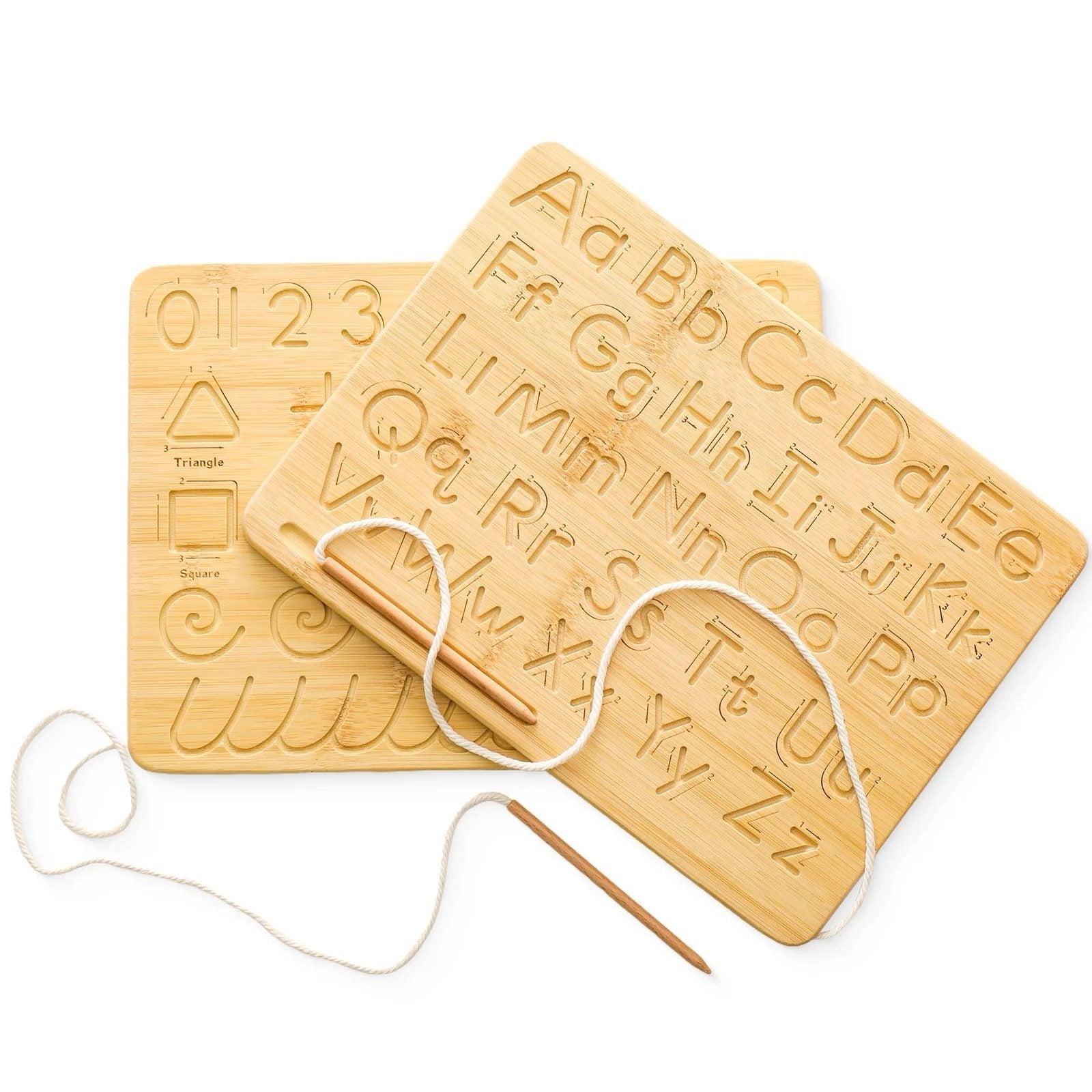 Montessori Double-Sided Tracing Board - Uppercase and Lowercase Letters and Numbers, Shapes and Lines