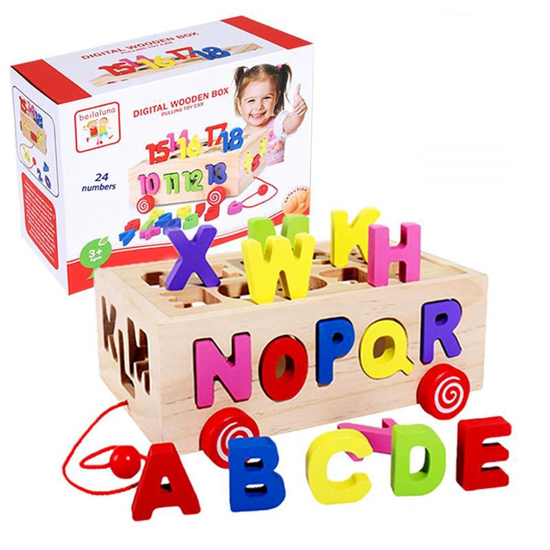 Wooden 3D Learning and Pulling Bus Cart - 874
