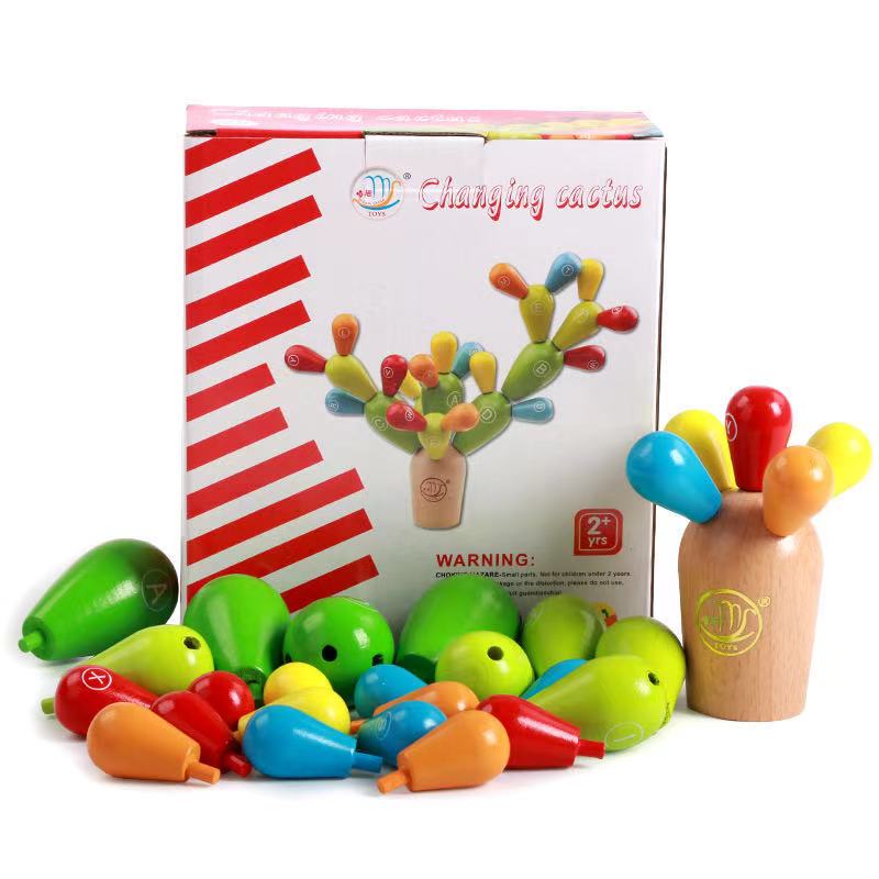 Wooden Aphabet Cactus - Fine motor skills toys