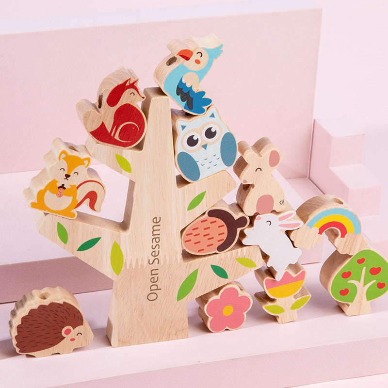 Fidtoy Forest Balance Chuan Le | Wooden Stacking Tree Toy for Toddlers
