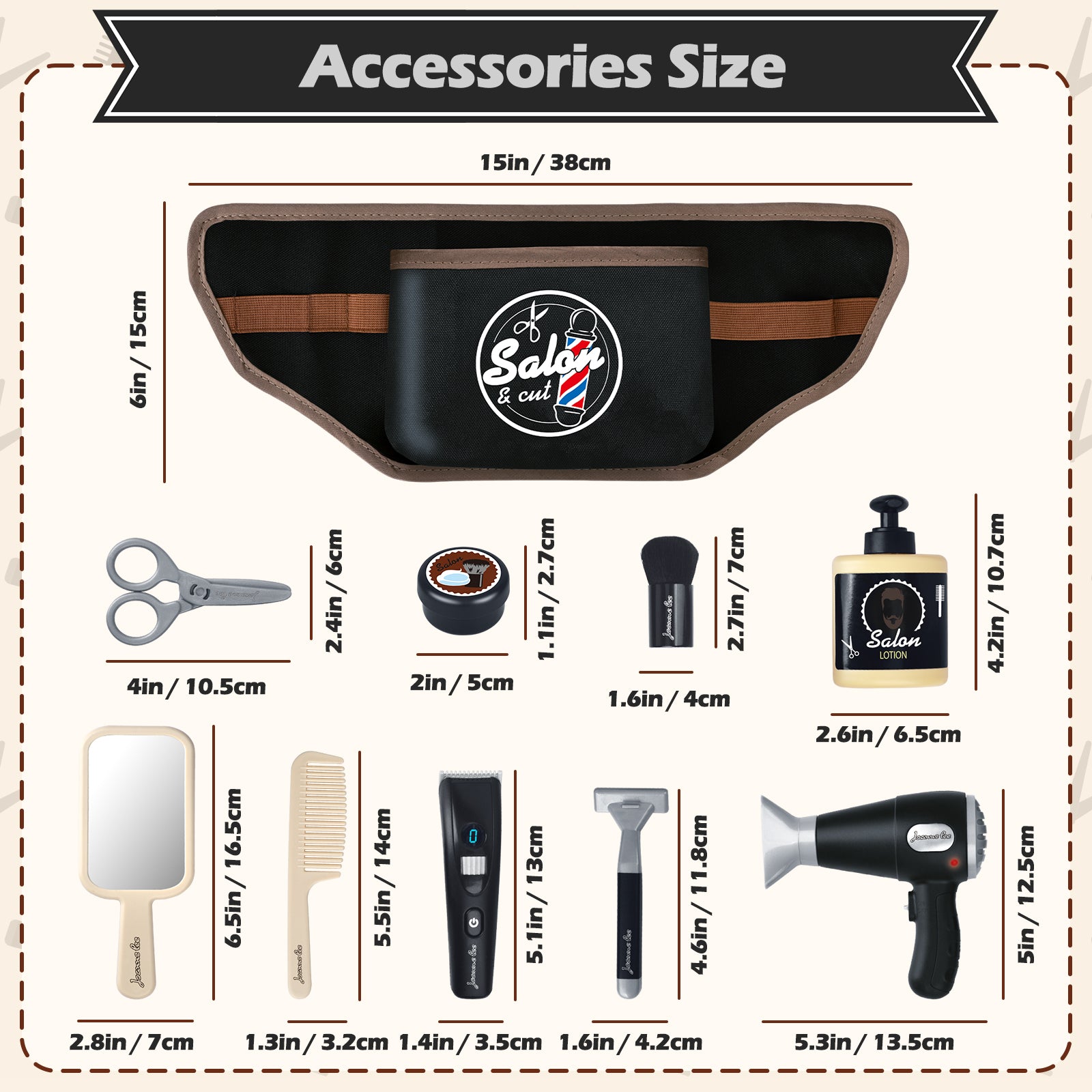 Hairdressing Stylist Playset Hair Salon Role Play Barber Toy Kit with Hair Dryer Fake Razor Barber Scissors for Kids 3+