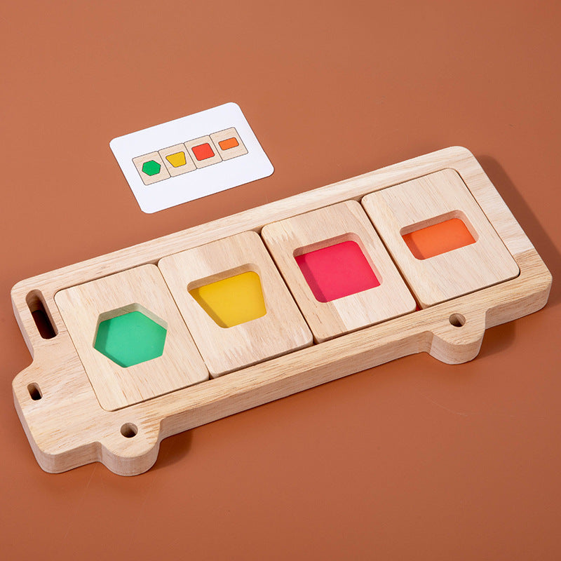 Fidtoy Wooden Shape and Number Learning Board – Montessori Toy for Toddlers 0-3