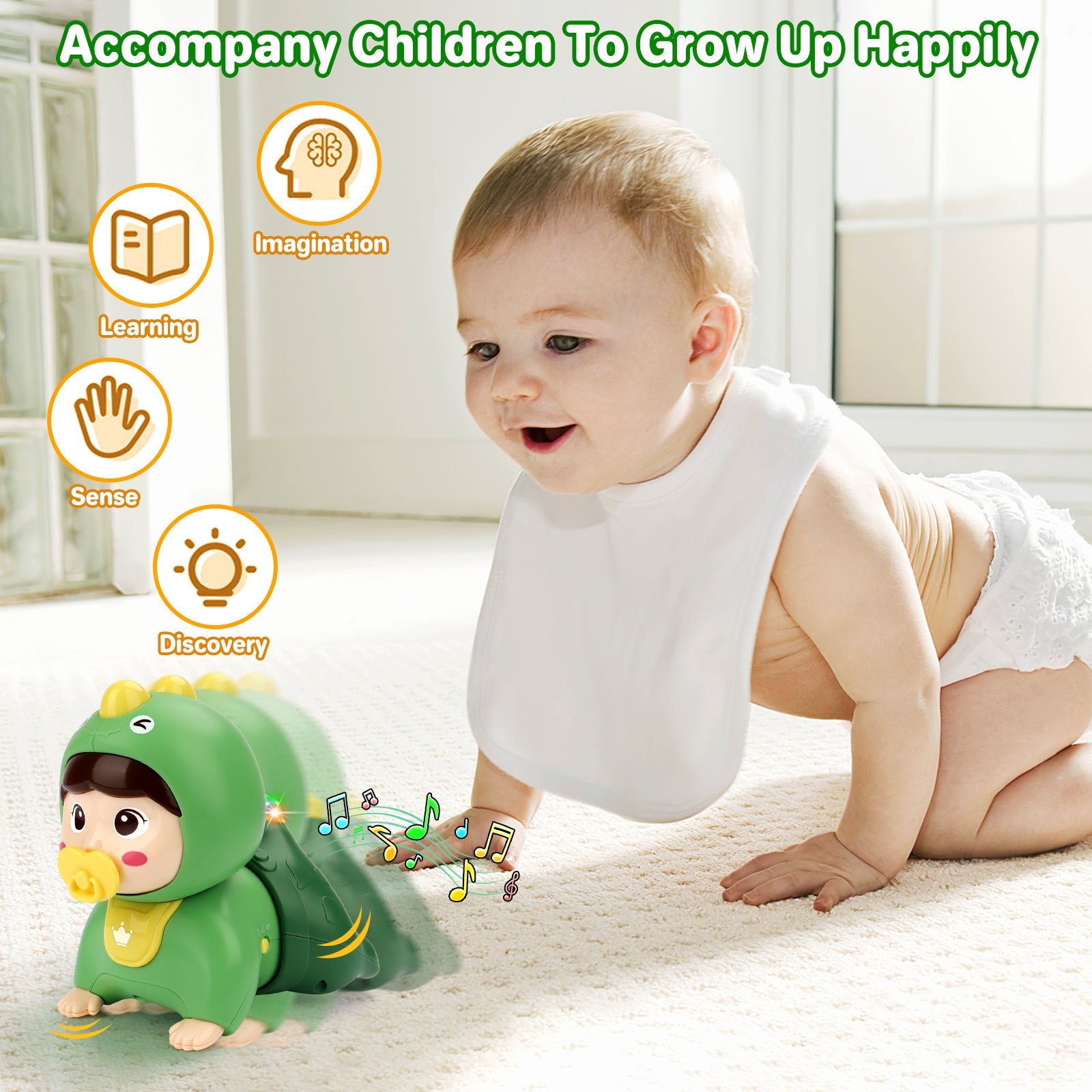 Crawling Baby Doll Toy with Music Light Interactive Educational Walking Dancing Sensory Toys Tummy Time Learning Toy For Toddlers