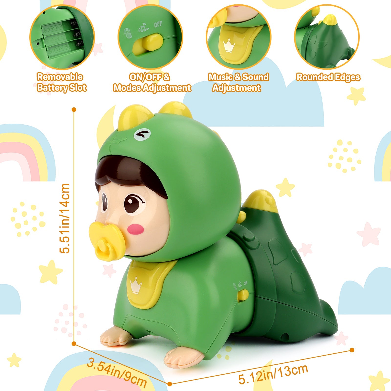 Crawling Baby Doll Toy with Music Light Interactive Educational Walking Dancing Sensory Toys Tummy Time Learning Toy For Toddlers