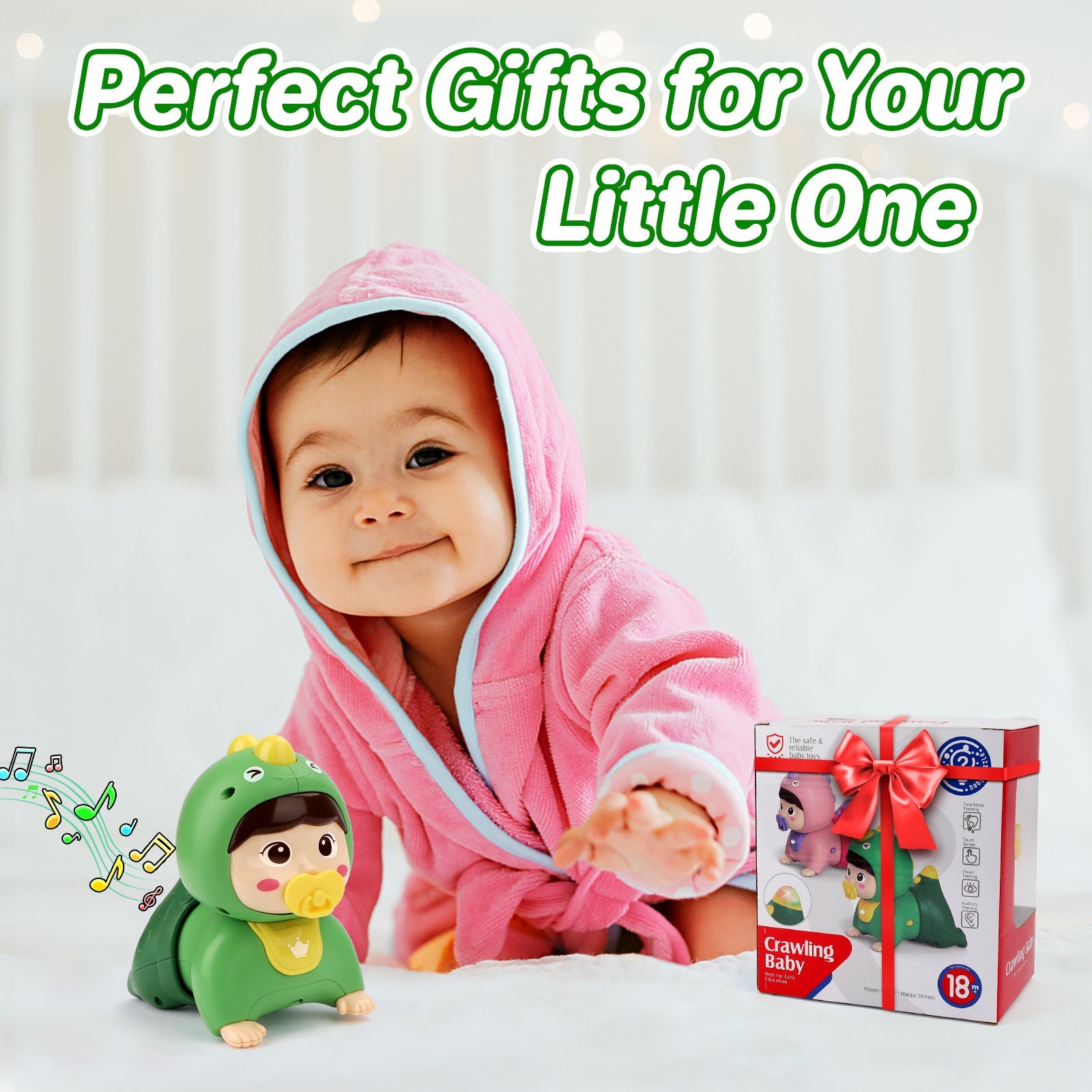 Crawling Baby Doll Toy with Music Light Interactive Educational Walking Dancing Sensory Toys Tummy Time Learning Toy For Toddlers