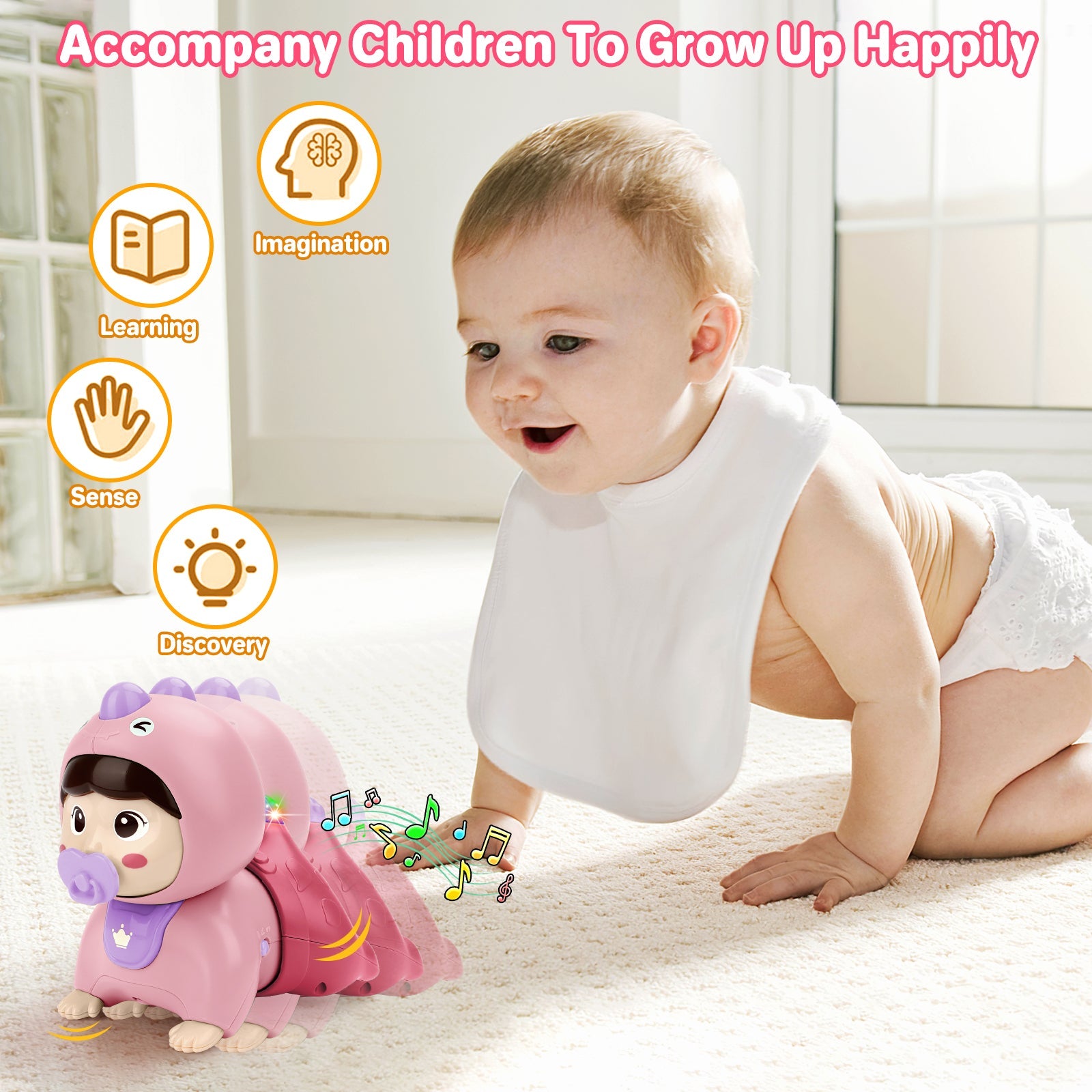 Crawling Baby Doll Toy with Music Light Interactive Educational Walking Dancing Sensory Toys Tummy Time Educational Toy For Toddlers